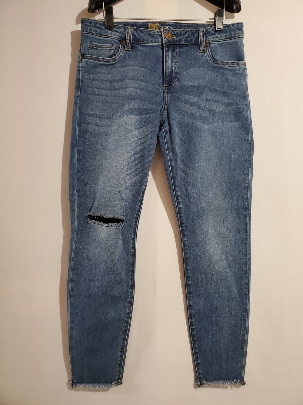 Kut from the Kloth Connie Distressed Frayed Hem Skinny Ankle Jeans Womens 10